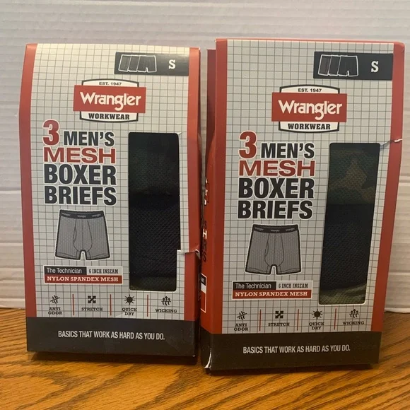 Wrangler 2packs of 3 total of 6 Mesh Boxer Briefs Premium Comfort size Small - Picture 1 of 7